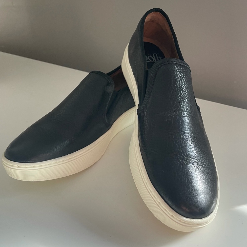 Sofft Black Leather Slip Ons
